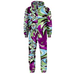 Purple, Green, and Blue Abstract Hooded Jumpsuit (Men) 