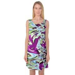 Purple, Green, and Blue Abstract Sleeveless Satin Nightdresses