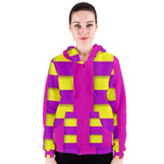 Hot Pink Purple Yellow Abstract  Women s Zipper Hoodies