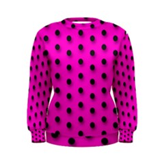 Hot Pink Black Polka-dot  Women s Sweatshirts by OCDesignss