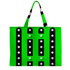 Florescent Green Black Polka-dot  Zipper Tiny Tote Bags