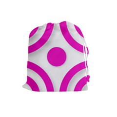 Florescent Pink White Abstract  Drawstring Pouches (large) 