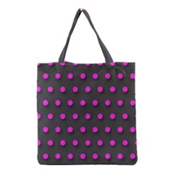 Pink Grey Polka-dot  Grocery Tote Bags by OCDesignss