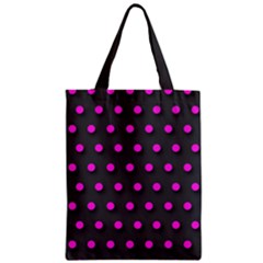 Pink Grey Polka-dot  Zipper Classic Tote Bags