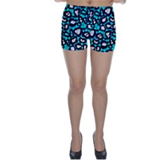 Turquoise Black Cheetah Abstract  Skinny Shorts by OCDesignss