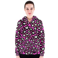 Pink Cheetah Abstract  Women s Zipper Hoodies by OCDesignss