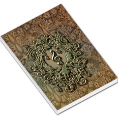 Elegant Clef With Floral Elements On A Background With Damasks Large Memo Pads by FantasyWorld7