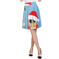 Funny, Cute Christmas Owls With Snowflakes A-line Skirts by FantasyWorld7