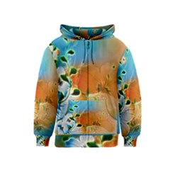 Wonderful Flowers In Colorful And Glowing Lines Kids Zipper Hoodies