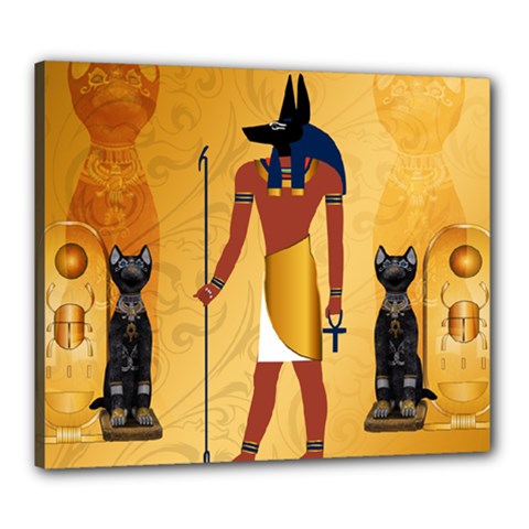 Anubis, Ancient Egyptian God Of The Dead Rituals  Canvas 24  X 20  by FantasyWorld7