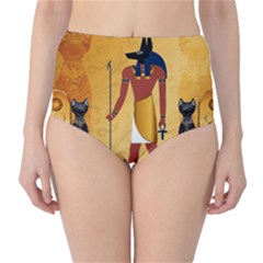 Anubis, Ancient Egyptian God Of The Dead Rituals  High-waist Bikini Bottoms by FantasyWorld7