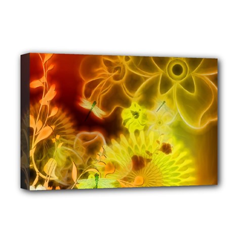 Glowing Colorful Flowers Deluxe Canvas 18  X 12   by FantasyWorld7