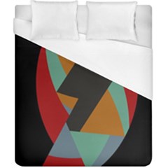 Fractal Design in Red, Soft-Turquoise, Camel on Black Duvet Cover Single Side (Double Size)