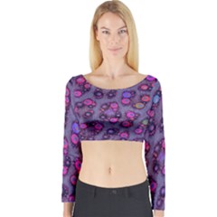 Purple Cheetah Pattern  Long Sleeve Crop Top by OCDesignss