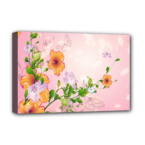 Beautiful Flowers On Soft Pink Background Deluxe Canvas 18  X 12   by FantasyWorld7