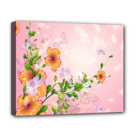 Beautiful Flowers On Soft Pink Background Deluxe Canvas 20  X 16  