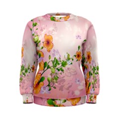 Beautiful Flowers On Soft Pink Background Women s Sweatshirts by FantasyWorld7