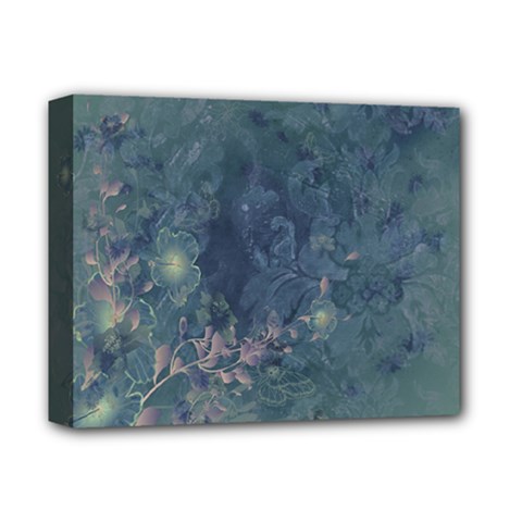 Vintage Floral In Blue Colors Deluxe Canvas 14  X 11  by FantasyWorld7