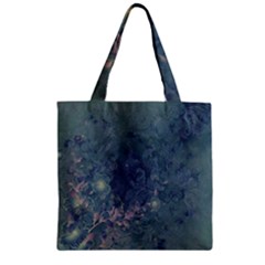 Vintage Floral In Blue Colors Zipper Grocery Tote Bags by FantasyWorld7