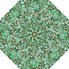 Beautiful Floral Pattern In Green Folding Umbrellas by FantasyWorld7