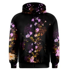 Awesome Flowers With Fire And Flame Men s Zipper Hoodies by FantasyWorld7