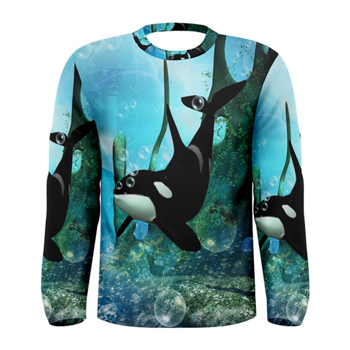 Orca Swimming In A Fantasy World Men s Long Sleeve T-shirts