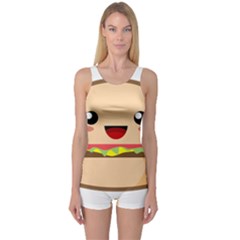 Kawaii Burger Women s Boyleg One Piece Swimsuits