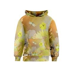 Beautiful Yellow Flowers With Dragonflies Kid s Pullover Hoodies by FantasyWorld7
