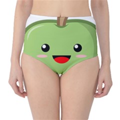 Kawaii Green Apple High-waist Bikini Bottoms