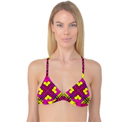 Florescent Pink Yellow Abstract  Reversible Tri Bikini Tops by OCDesignss