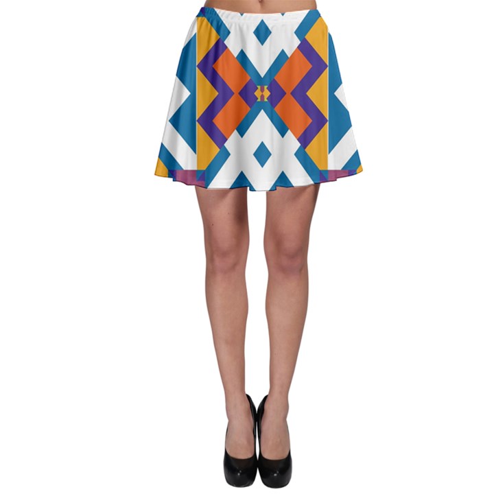 Shapes in rectangles pattern Skater Skirt