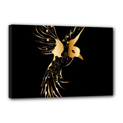 Beautiful Bird In Gold And Black Canvas 18  X 12  by FantasyWorld7