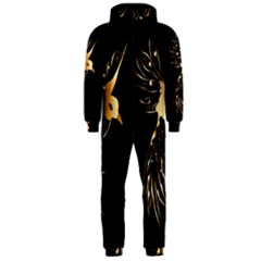 Beautiful Bird In Gold And Black Hooded Jumpsuit (men) 