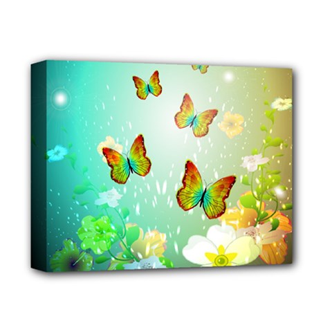 Flowers With Wonderful Butterflies Deluxe Canvas 14  X 11  by FantasyWorld7