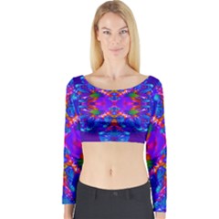 Abstract 5 Long Sleeve Crop Top by icarusismartdesigns