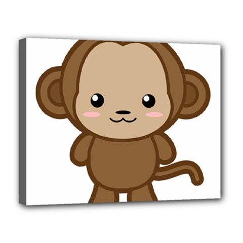 Kawaii Monkey Canvas 14  x 11 