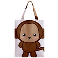 Kawaii Monkey Zipper Classic Tote Bags