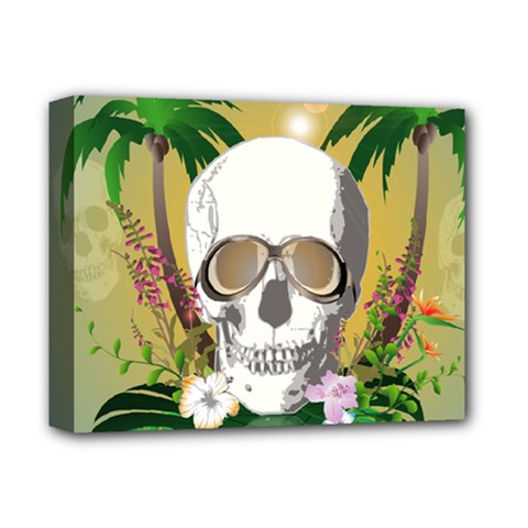 Funny Skull With Sunglasses And Palm Deluxe Canvas 14  X 11  by FantasyWorld7