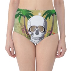 Funny Skull With Sunglasses And Palm High-waist Bikini Bottoms by FantasyWorld7