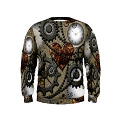 Steampunk With Clocks And Gears And Heart Boys  Sweatshirts by FantasyWorld7