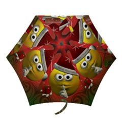 Funny Christmas Smiley Mini Folding Umbrellas by FantasyWorld7