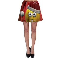 Funny Christmas Smiley Skater Skirts by FantasyWorld7