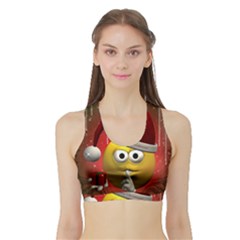 Funny Christmas Smiley Women s Sports Bra With Border by FantasyWorld7