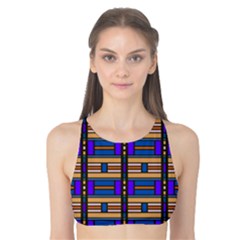 Rectangles And Stripes Pattern Tank Bikini Top