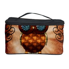 Steampunk, Funny Owl With Clicks And Gears Cosmetic Storage Cases