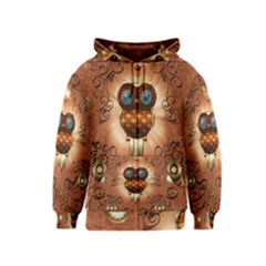 Steampunk, Funny Owl With Clicks And Gears Kids Zipper Hoodies