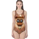 Steampunk, Funny Owl With Clicks And Gears Women s One Piece Swimsuits View1