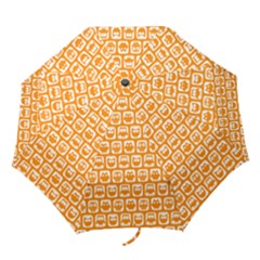 Yellow And White Owl Pattern Folding Umbrellas by GardenOfOphir