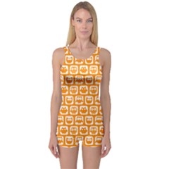 Yellow And White Owl Pattern Women s Boyleg One Piece Swimsuits by GardenOfOphir