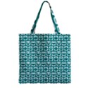 Teal And White Owl Pattern Zipper Grocery Tote Bags View1